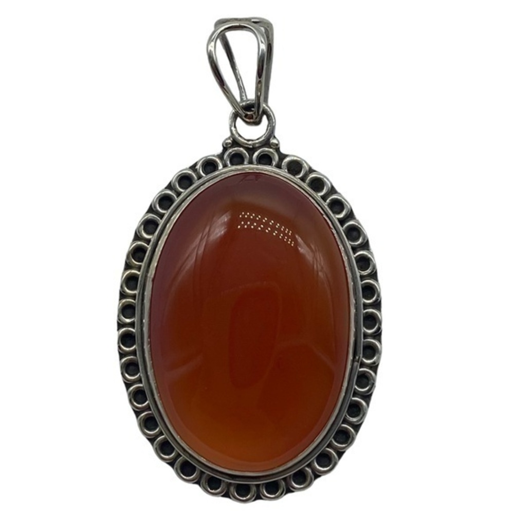 Red Onyx Gemstone Sterling Silver 925 Pendant 2in
